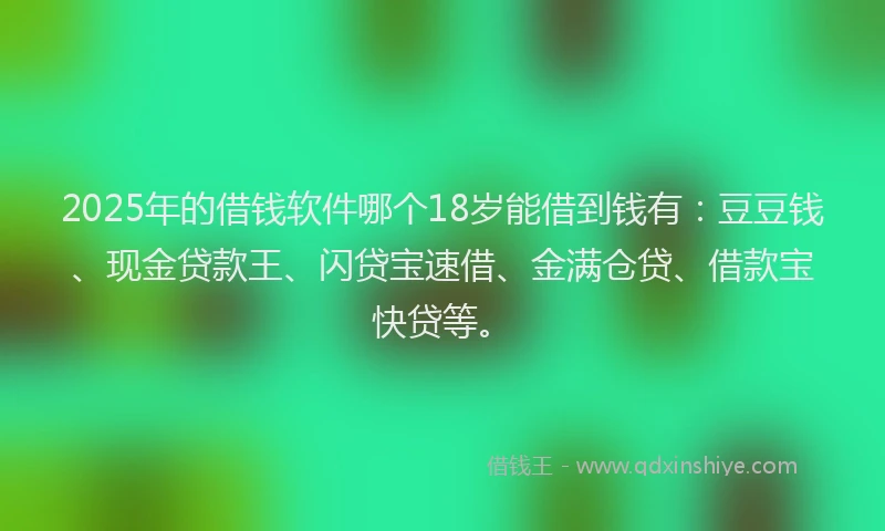 2025年的借钱软件哪个18岁能借到钱有：豆豆钱、现金贷款王、闪贷宝速借、金满仓贷、借款宝快贷等。