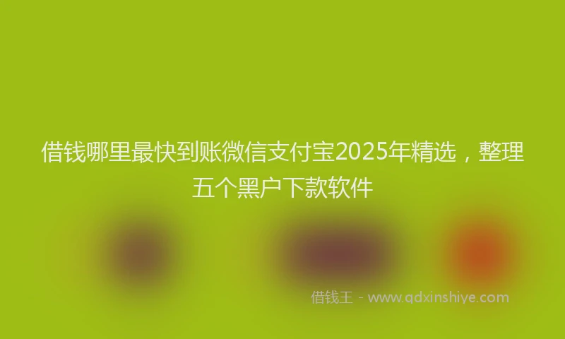 借钱哪里最快到账微信支付宝2025年精选，整理五个黑户下款软件