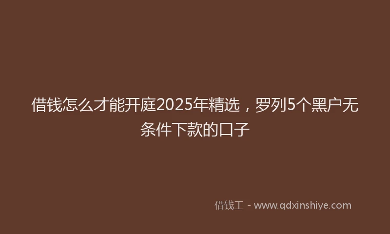 借钱怎么才能开庭2025年精选，罗列5个黑户无条件下款的口子