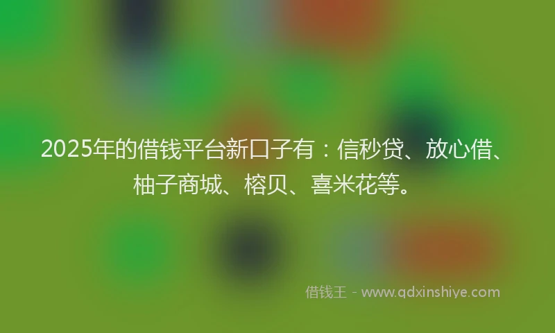 2025年的借钱平台新口子有：信秒贷、放心借、柚子商城、榕贝、喜米花等。