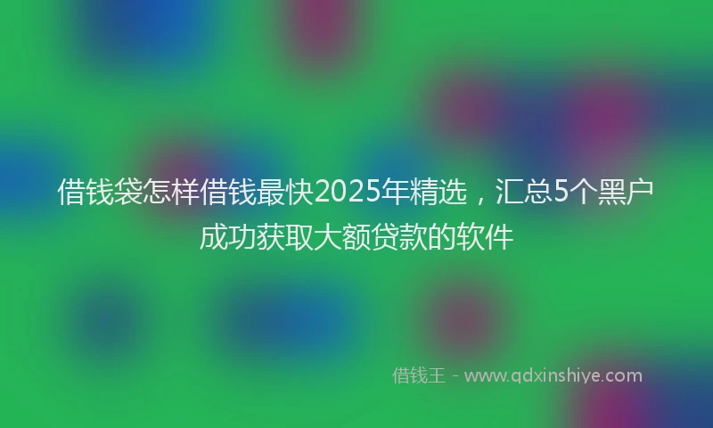借钱袋怎样借钱最快2025年精选，汇总5个黑户成功获取大额贷款的软件