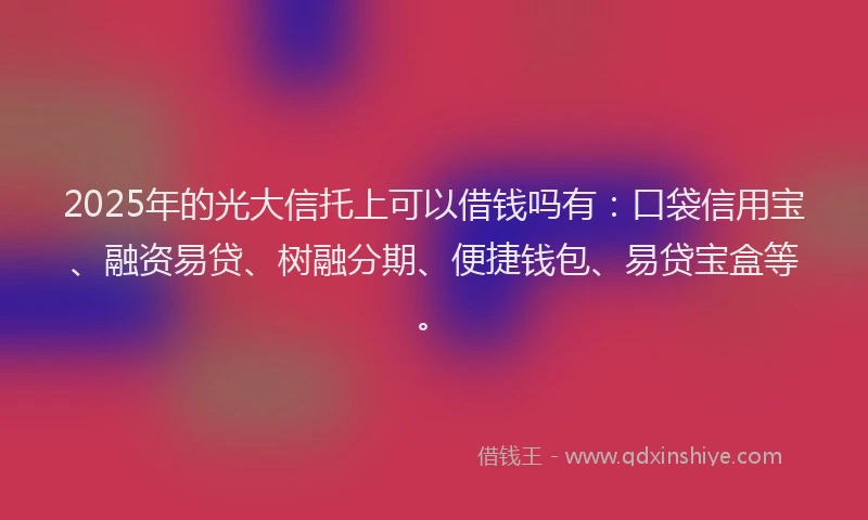 2025年的光大信托上可以借钱吗有：口袋信用宝、融资易贷、树融分期、便捷钱包、易贷宝盒等。