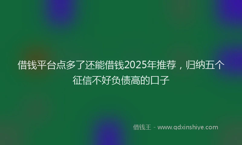 借钱平台点多了还能借钱2025年推荐，归纳五个征信不好负债高的口子