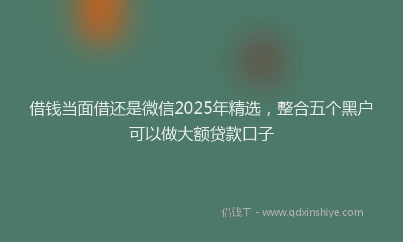 借钱当面借还是微信2025年精选，整合五个黑户可以做大额贷款口子