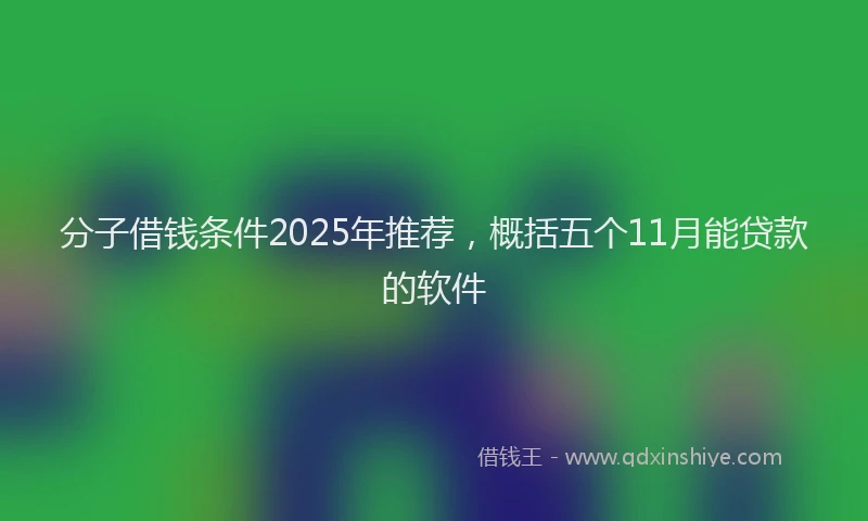 分子借钱条件2025年推荐，概括五个11月能贷款的软件