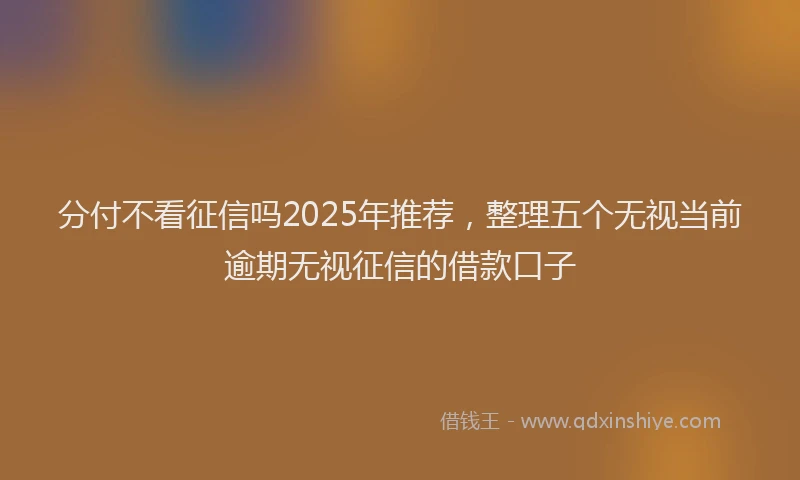 分付不看征信吗2025年推荐，整理五个无视当前逾期无视征信的借款口子