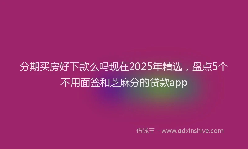 分期买房好下款么吗现在2025年精选，盘点5个不用面签和芝麻分的贷款app