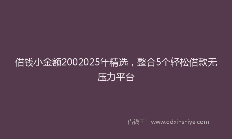 借钱小金额2002025年精选，整合5个轻松借款无压力平台