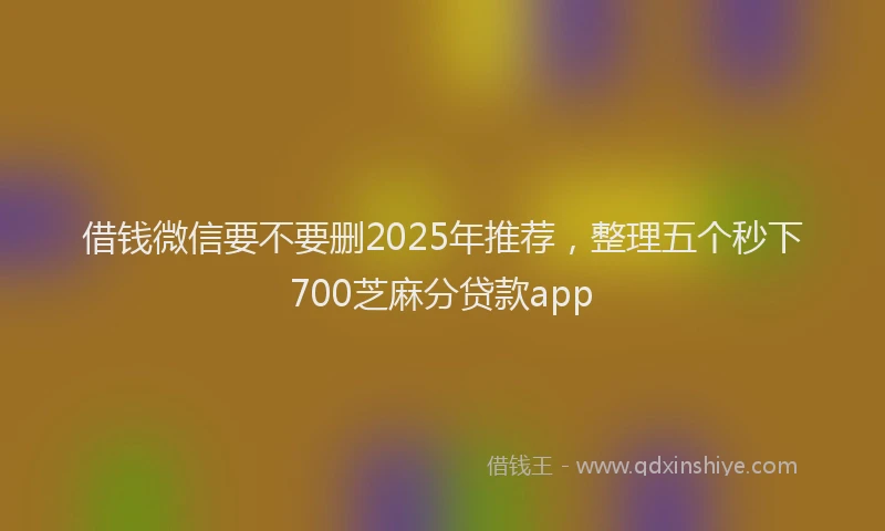 借钱微信要不要删2025年推荐，整理五个秒下700芝麻分贷款app