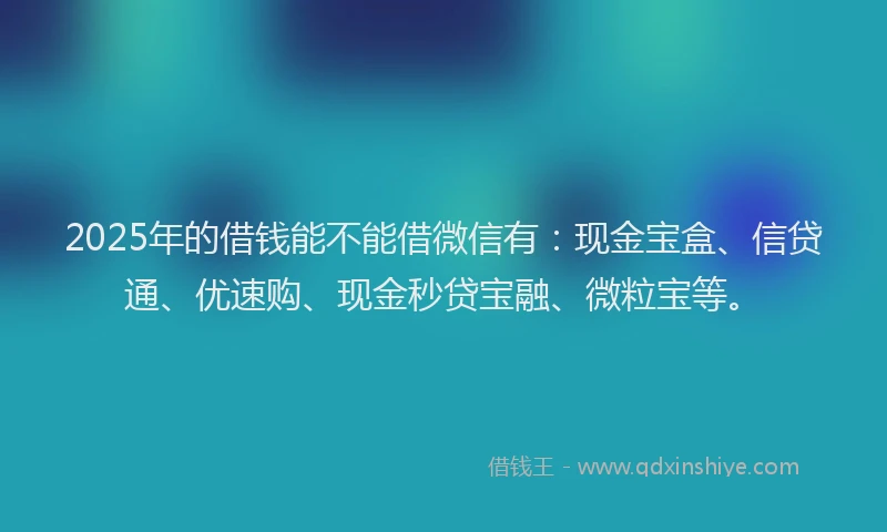 2025年的借钱能不能借微信有：现金宝盒、信贷通、优速购、现金秒贷宝融、微粒宝等。