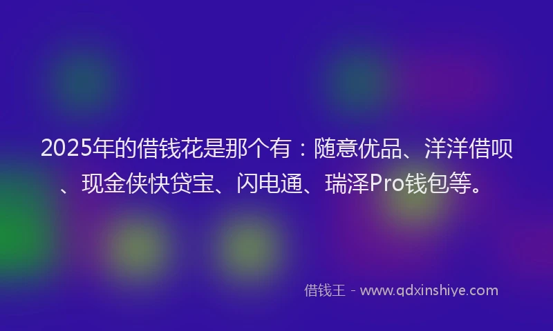 2025年的借钱花是那个有：随意优品、洋洋借呗、现金侠快贷宝、闪电通、瑞泽Pro钱包等。