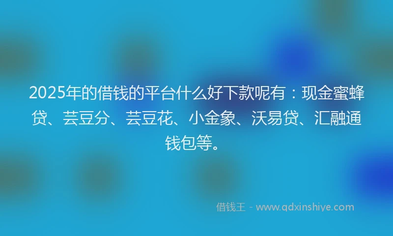 2025年的借钱的平台什么好下款呢有：现金蜜蜂贷、芸豆分、芸豆花、小金象、沃易贷、汇融通钱包等。