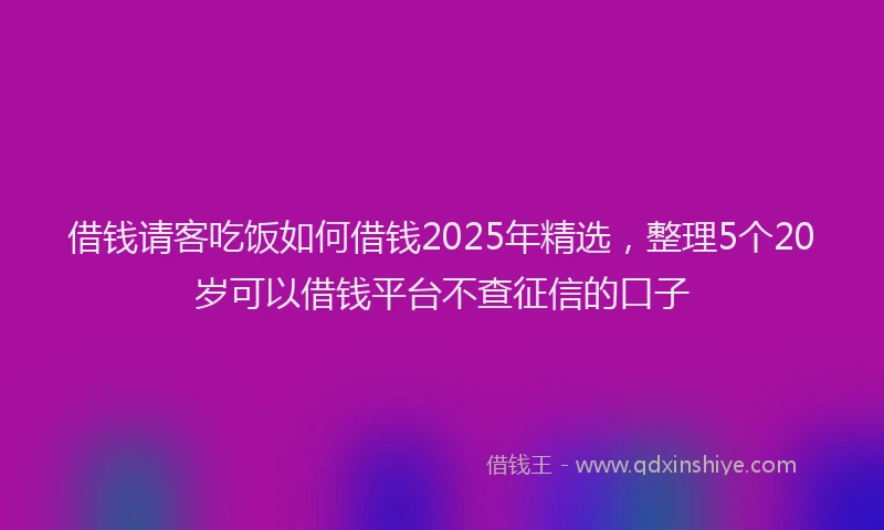借钱请客吃饭如何借钱2025年精选，整理5个20岁可以借钱平台不查征信的口子