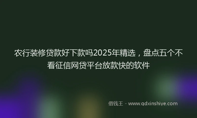 农行装修贷款好下款吗2025年精选，盘点五个不看征信网贷平台放款快的软件