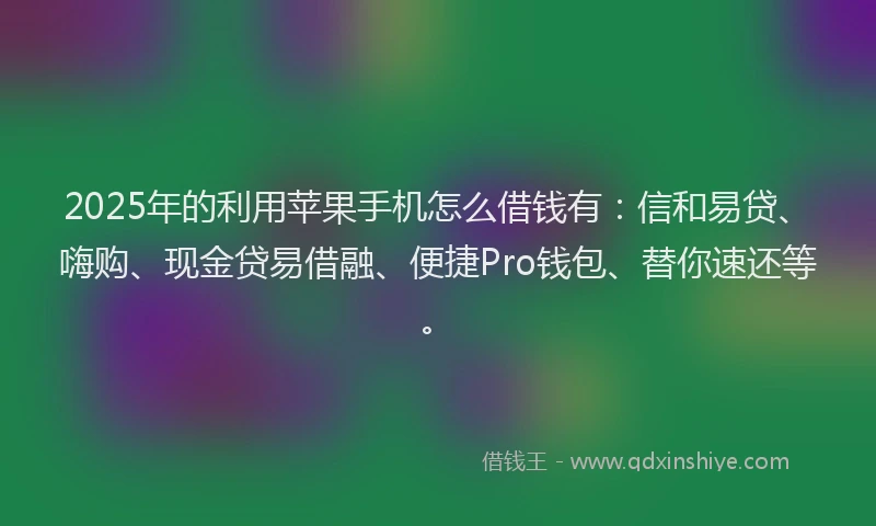 2025年的利用苹果手机怎么借钱有：信和易贷、嗨购、现金贷易借融、便捷Pro钱包、替你速还等。