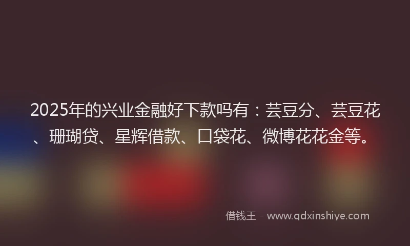 2025年的兴业金融好下款吗有：芸豆分、芸豆花、珊瑚贷、星辉借款、口袋花、微博花花金等。