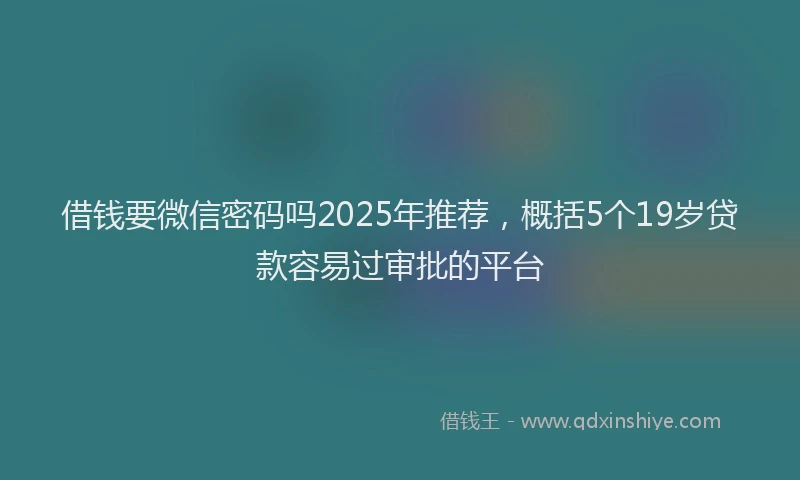 借钱要微信密码吗2025年推荐，概括5个19岁贷款容易过审批的平台