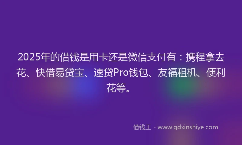 2025年的借钱是用卡还是微信支付有：携程拿去花、快借易贷宝、速贷Pro钱包、友福租机、便利花等。