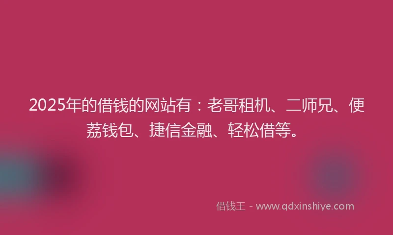2025年的借钱的网站有：老哥租机、二师兄、便荔钱包、捷信金融、轻松借等。