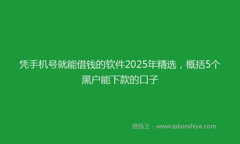 凭手机号就能借钱的软件2025年精选，概括5个黑户能下款的口子