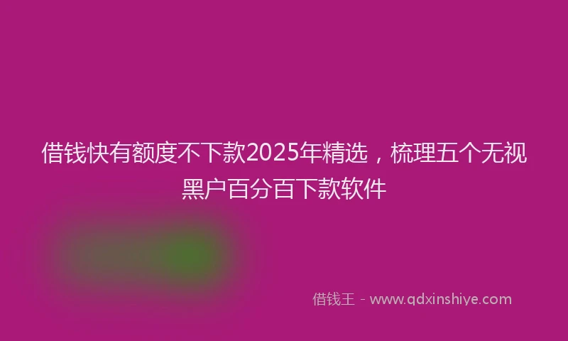 借钱快有额度不下款2025年精选，梳理五个无视黑户百分百下款软件