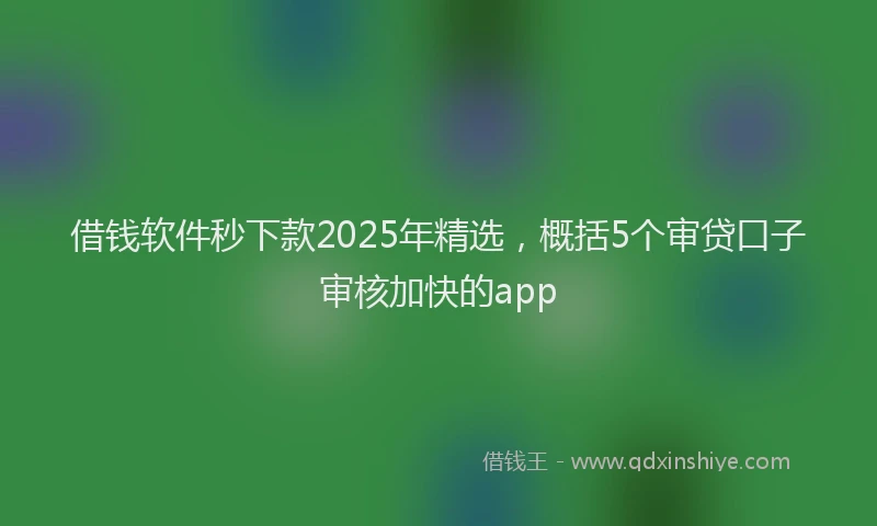 借钱软件秒下款2025年精选，概括5个审贷口子审核加快的app