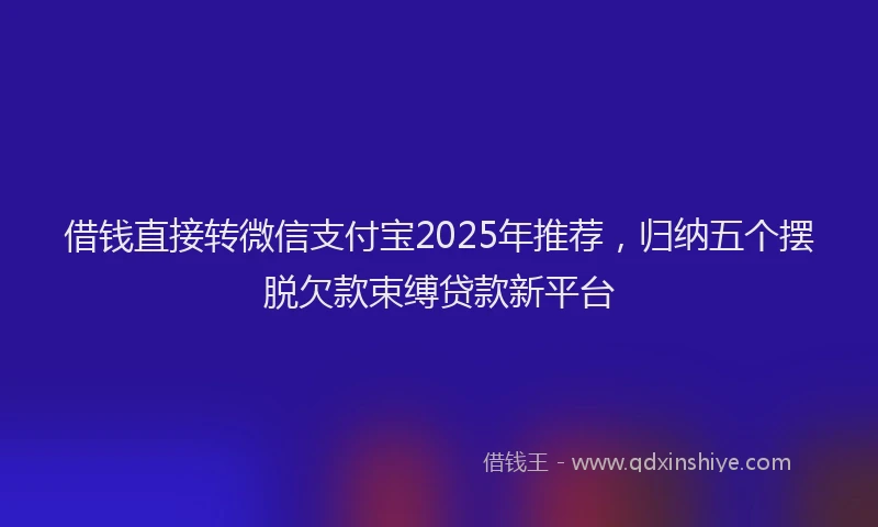 借钱直接转微信支付宝2025年推荐，归纳五个摆脱欠款束缚贷款新平台