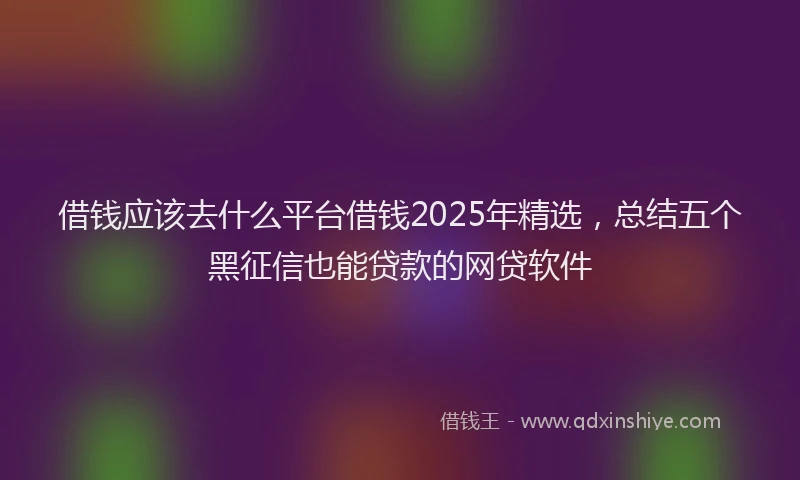借钱应该去什么平台借钱2025年精选，总结五个黑征信也能贷款的网贷软件