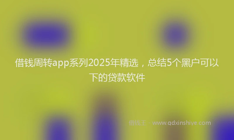 借钱周转app系列2025年精选，总结5个黑户可以下的贷款软件