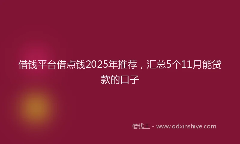 借钱平台借点钱2025年推荐，汇总5个11月能贷款的口子