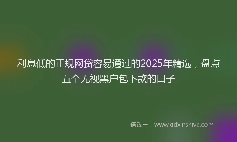 利息低的正规网贷容易通过的2025年精选，盘点五个无视黑户包下款的口子