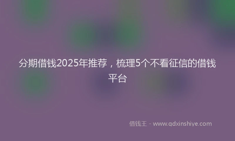 分期借钱2025年推荐，梳理5个不看征信的借钱平台