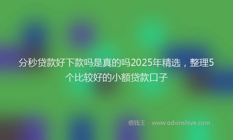 分秒贷款好下款吗是真的吗2025年精选，整理5个比较好的小额贷款口子