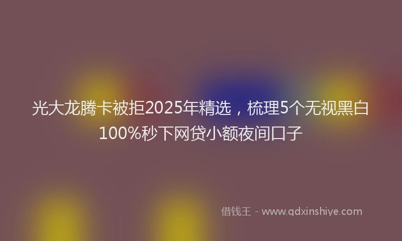 光大龙腾卡被拒2025年精选，梳理5个无视黑白100%秒下网贷小额夜间口子