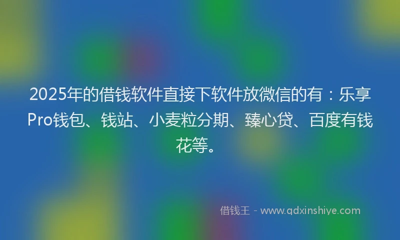 2025年的借钱软件直接下软件放微信的有：乐享Pro钱包、钱站、小麦粒分期、臻心贷、百度有钱花等。