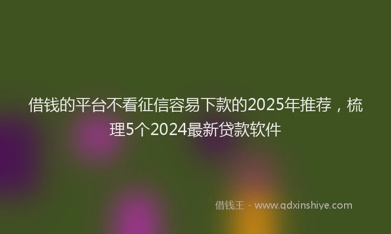 借钱的平台不看征信容易下款的2025年推荐，梳理5个2024最新贷款软件