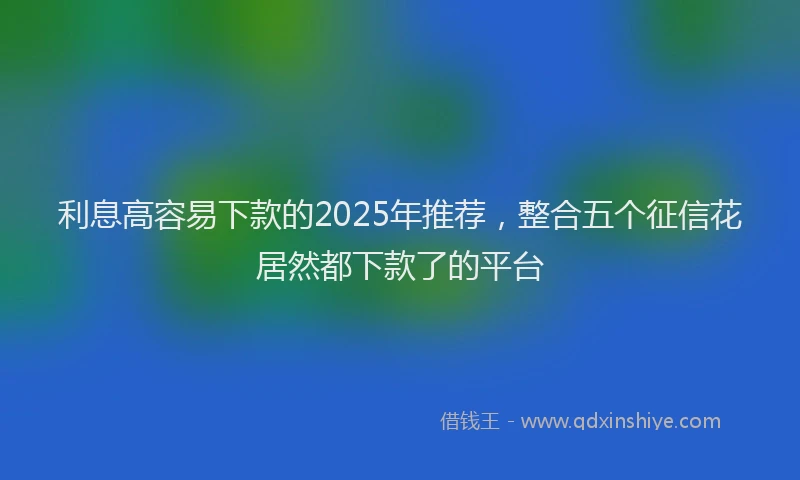利息高容易下款的2025年推荐，整合五个征信花居然都下款了的平台