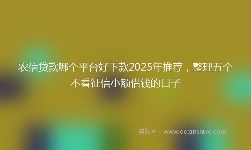 农信贷款哪个平台好下款2025年推荐，整理五个不看征信小额借钱的口子
