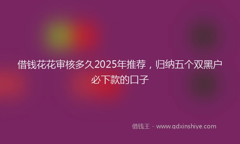 借钱花花审核多久2025年推荐，归纳五个双黑户必下款的口子