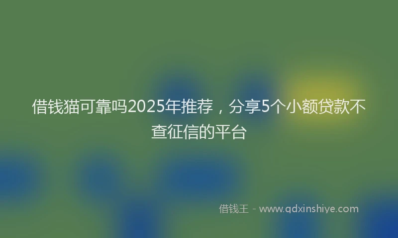 借钱猫可靠吗2025年推荐，分享5个小额贷款不查征信的平台
