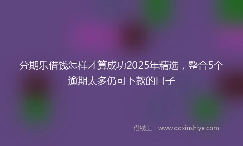 分期乐借钱怎样才算成功2025年精选，整合5个逾期太多仍可下款的口子
