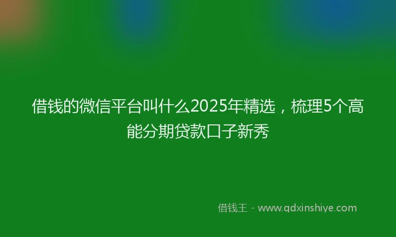 借钱的微信平台叫什么2025年精选，梳理5个高能分期贷款口子新秀