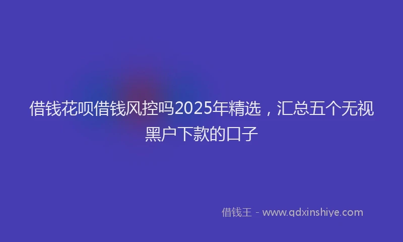 借钱花呗借钱风控吗2025年精选，汇总五个无视黑户下款的口子