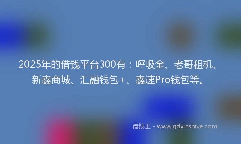 2025年的借钱平台300有：呼吸金、老哥租机、新鑫商城、汇融钱包+、鑫速Pro钱包等。