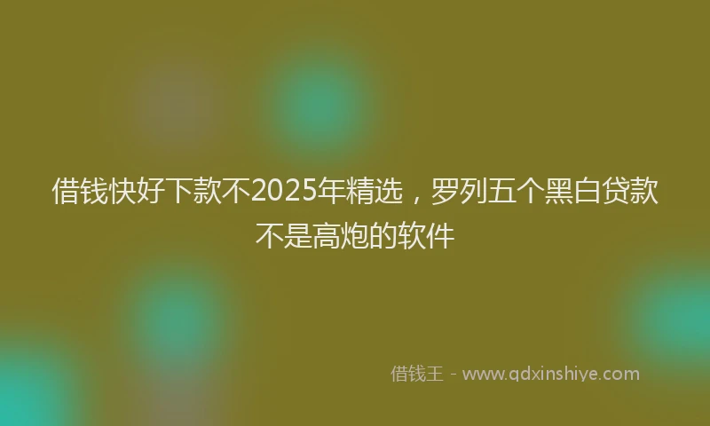 借钱快好下款不2025年精选，罗列五个黑白贷款不是高炮的软件