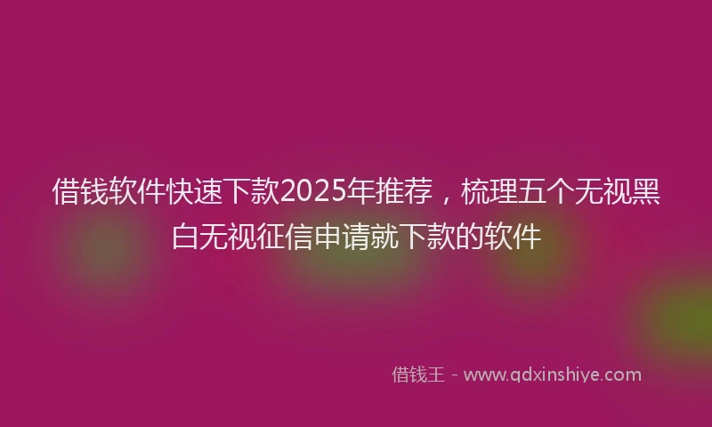 借钱软件快速下款2025年推荐，梳理五个无视黑白无视征信申请就下款的软件