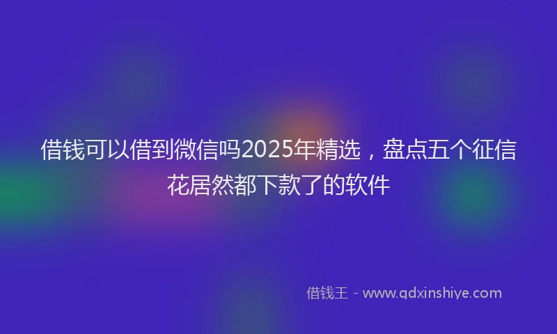 借钱可以借到微信吗2025年精选，盘点五个征信花居然都下款了的软件