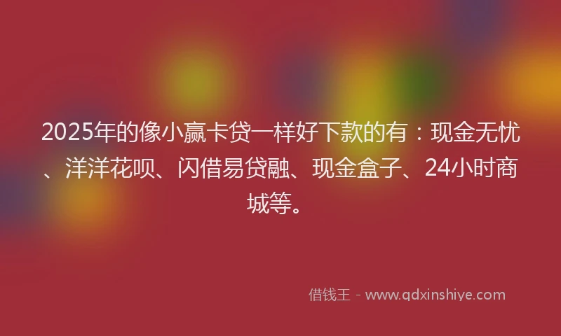 2025年的像小赢卡贷一样好下款的有：现金无忧、洋洋花呗、闪借易贷融、现金盒子、24小时商城等。