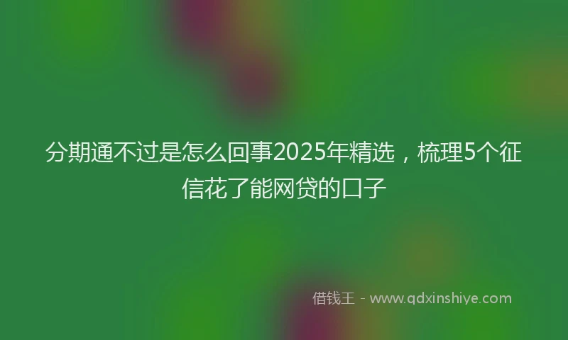 分期通不过是怎么回事2025年精选，梳理5个征信花了能网贷的口子