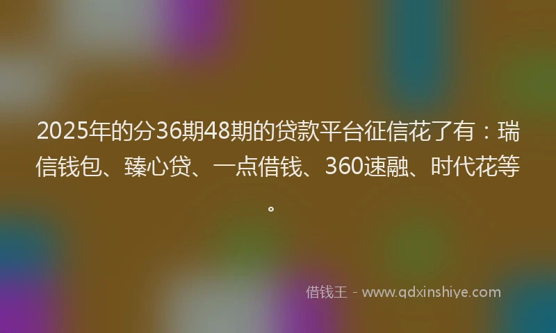 2025年的分36期48期的贷款平台征信花了有：瑞信钱包、臻心贷、一点借钱、360速融、时代花等。